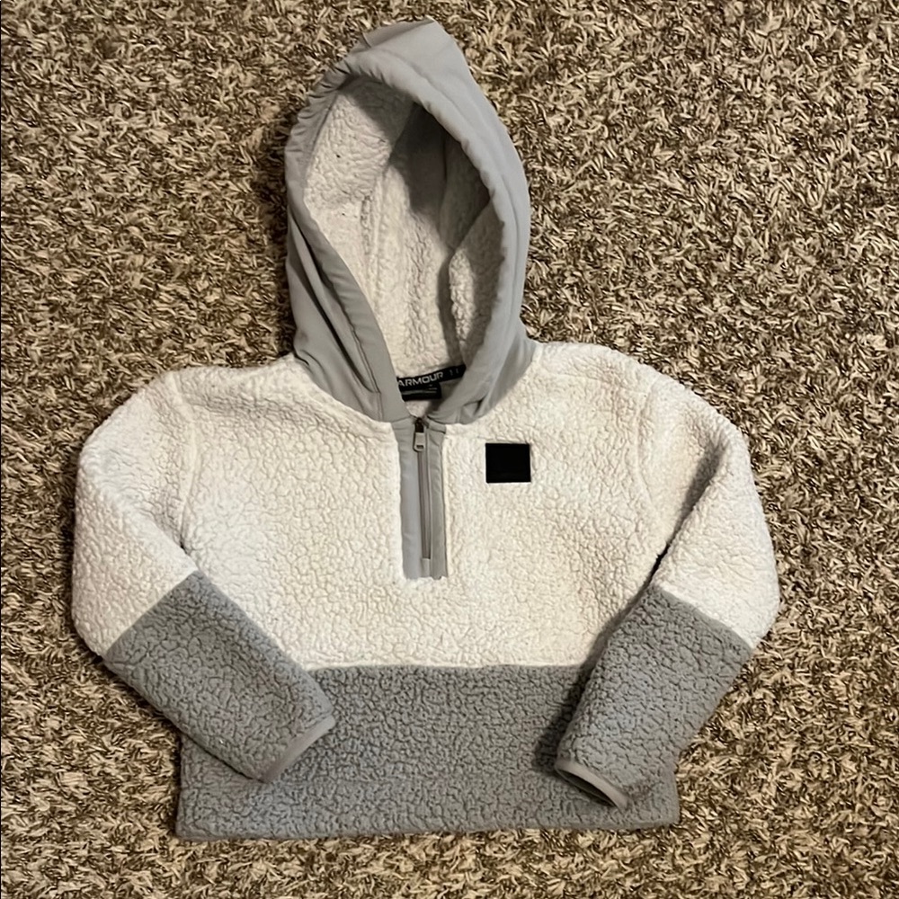 Under Armour Unisex Cozy Kids' Gray and White Sherpa Hoodie